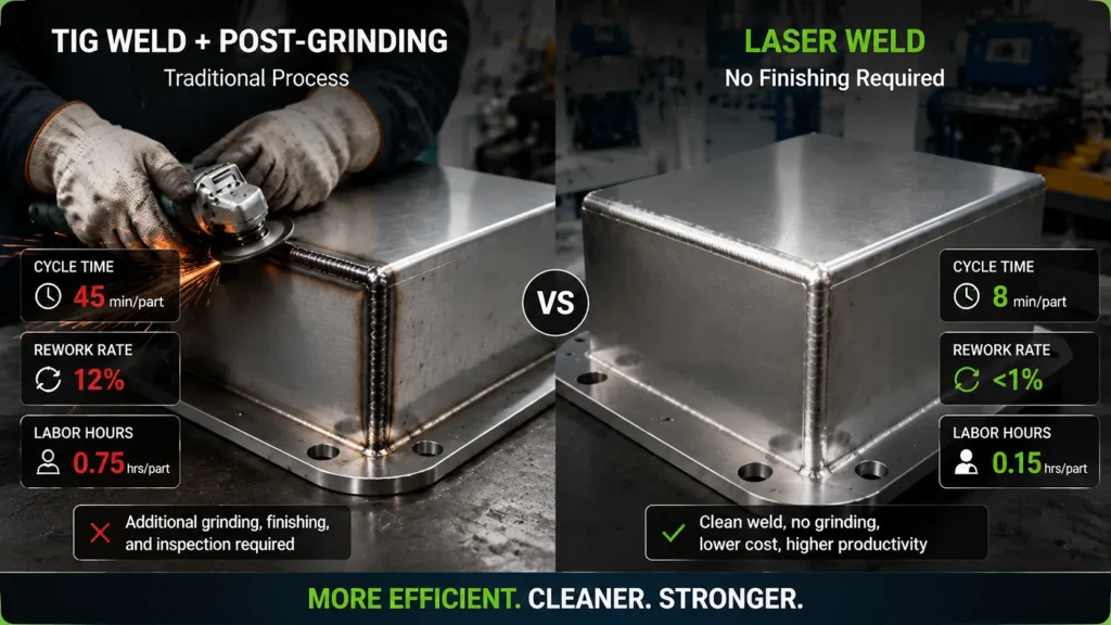 Deep penetration keyhole mode vs conduction mode in fiber laser welding on stainless steel